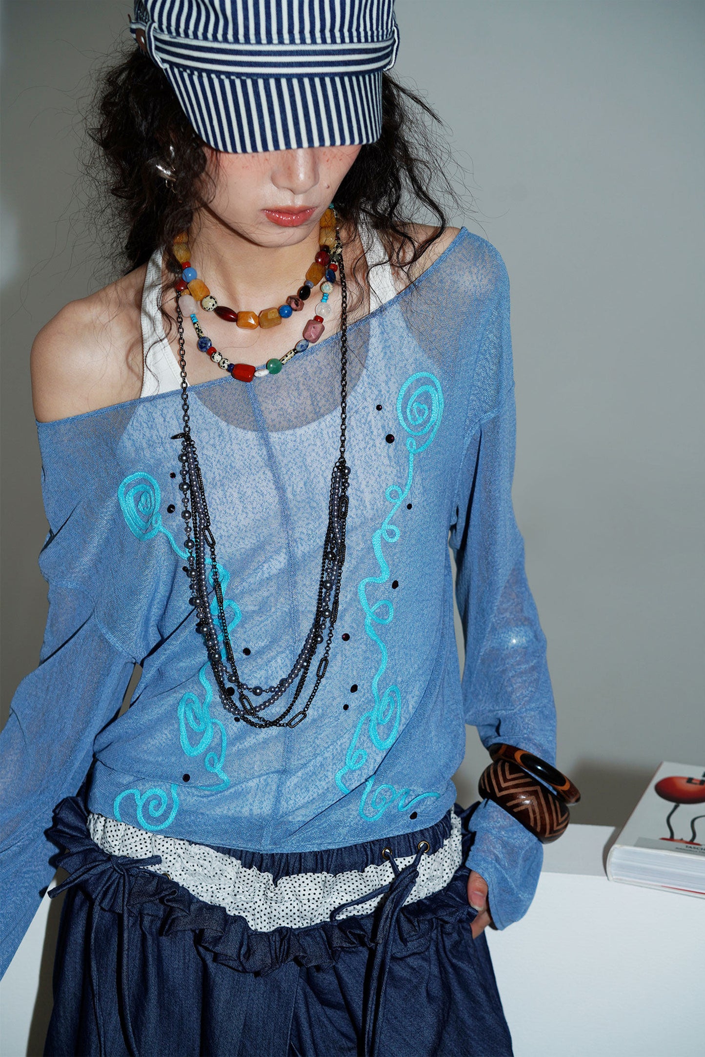 Textured Mesh Embroidery Top
