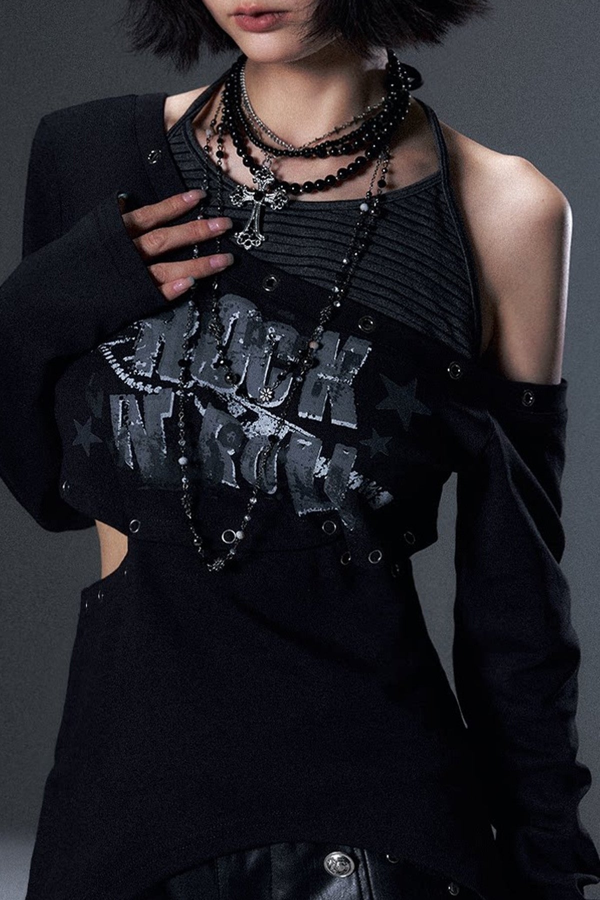 Cut-Out Asymmetrical Rock T-Shirt