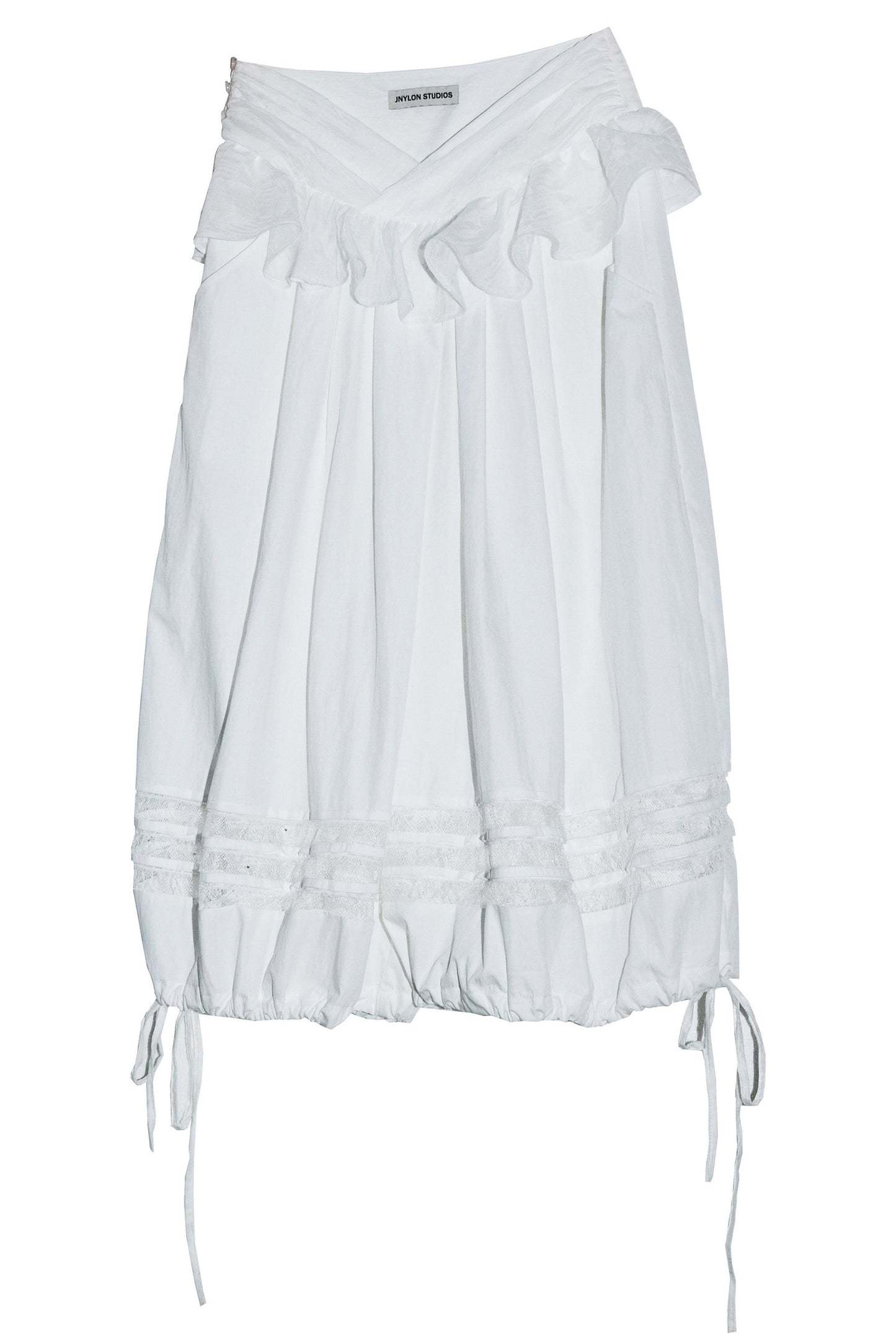 Sheer Floral Ruffle Top With White Balloon Pants