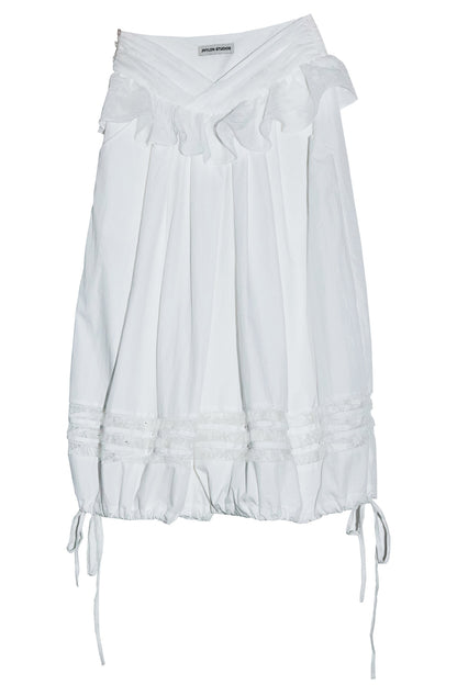 Sheer Floral Ruffle Top With White Balloon Pants