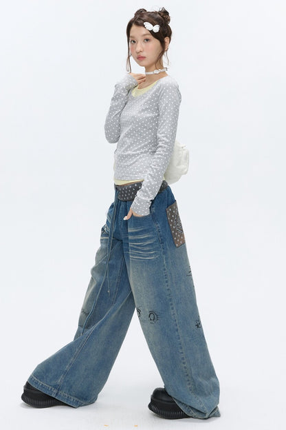 Polka Dot Layered-Look Blouse