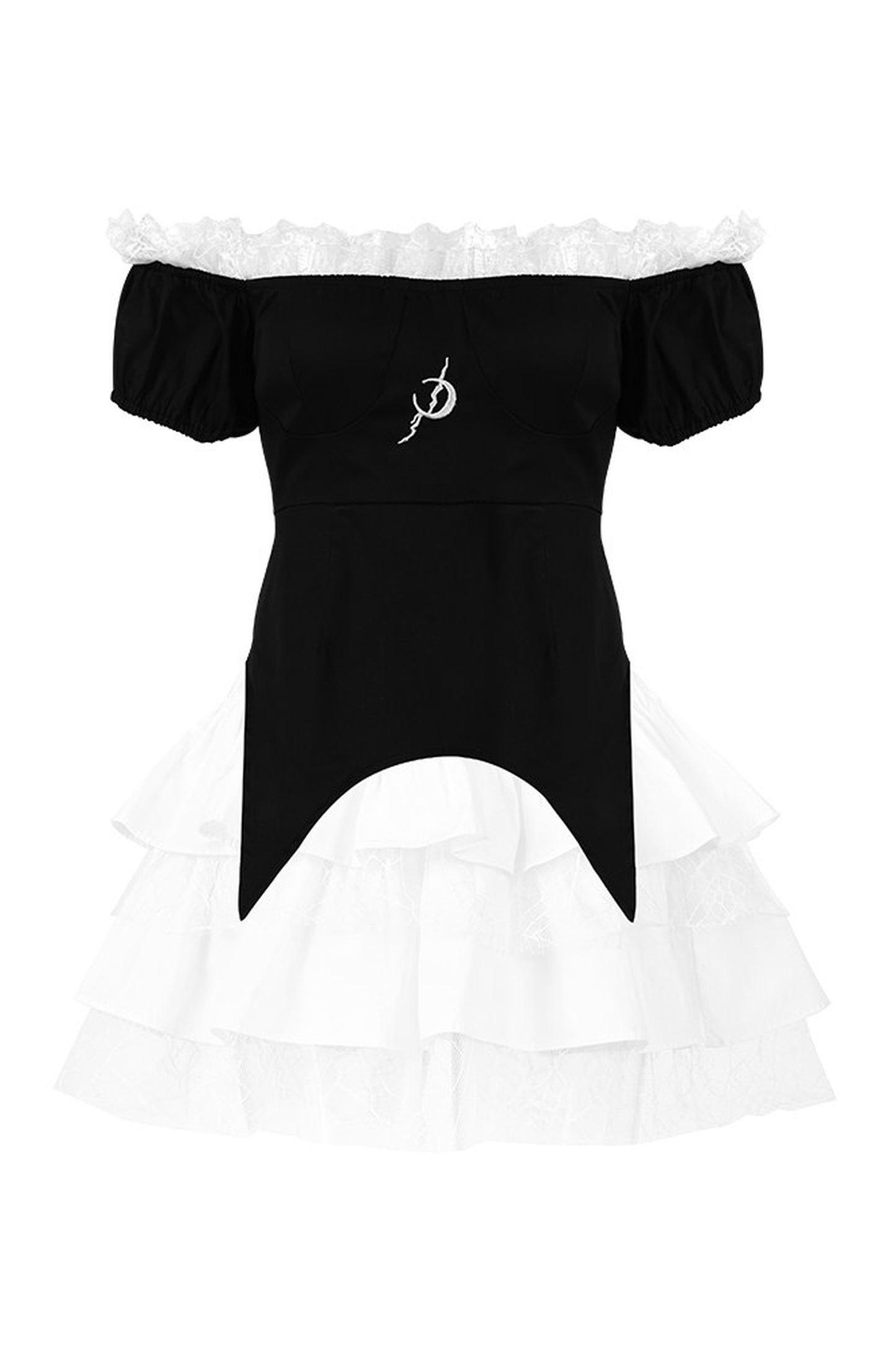 Detachable Dark Lolita Off-Shoulder Bow Top and Skirt Set