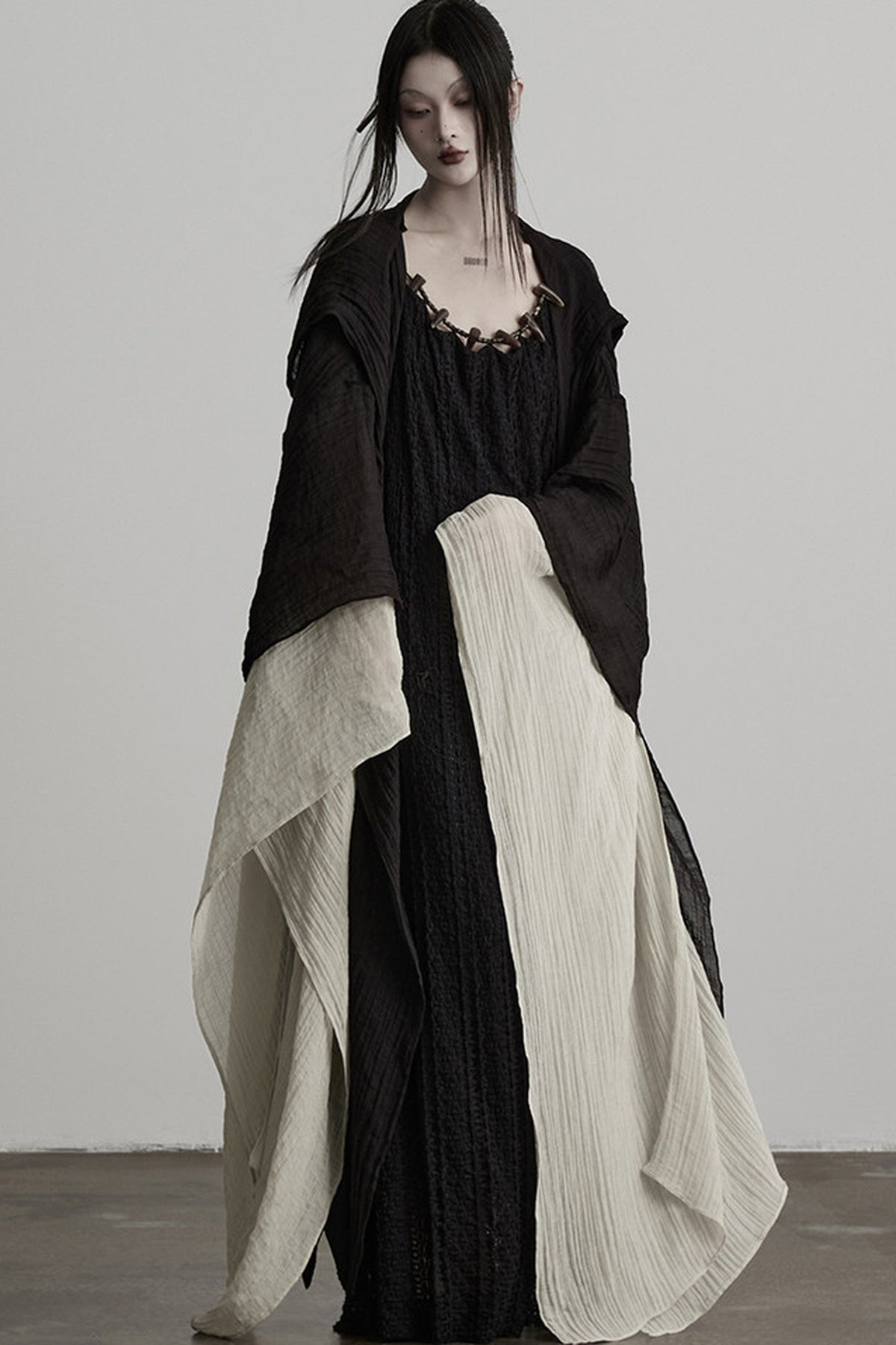 Oversized Detachable Wide Sleeve Hooded Jacket