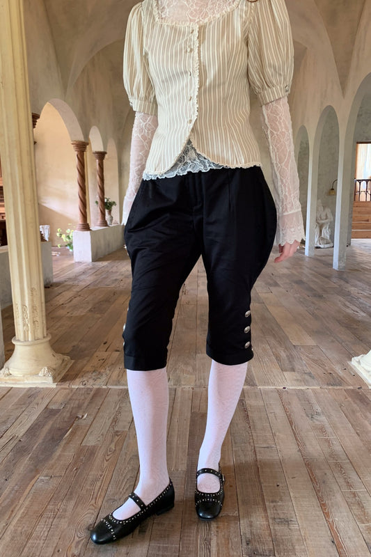Buttoned Equestrian Cropped Pants