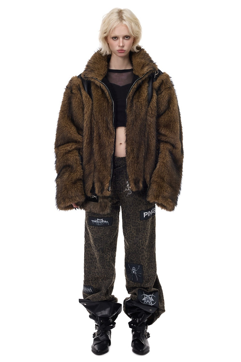 Leopard Print Rock Patch Pants