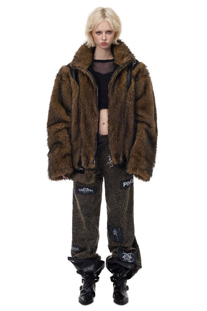 Leopard Print Rock Patch Pants