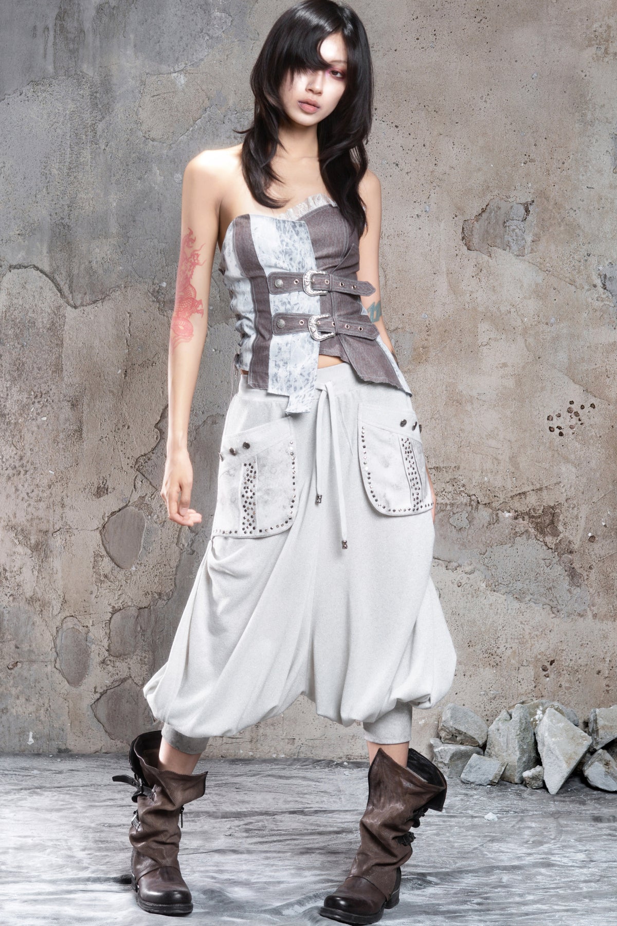 Punk Laced Irregular Tube Top