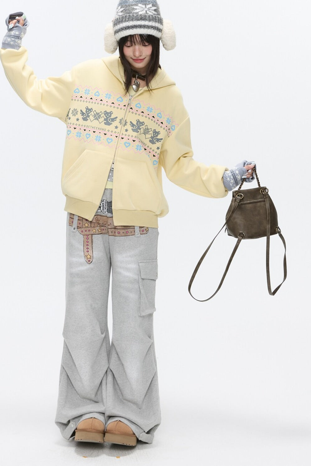 Yellow Bear Fair Isle Hoodie