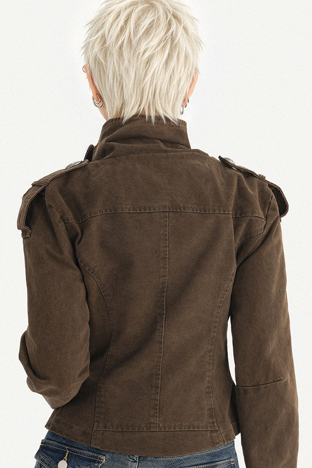 Punk Gothic Asymmetrical Diagonal Button Jacket