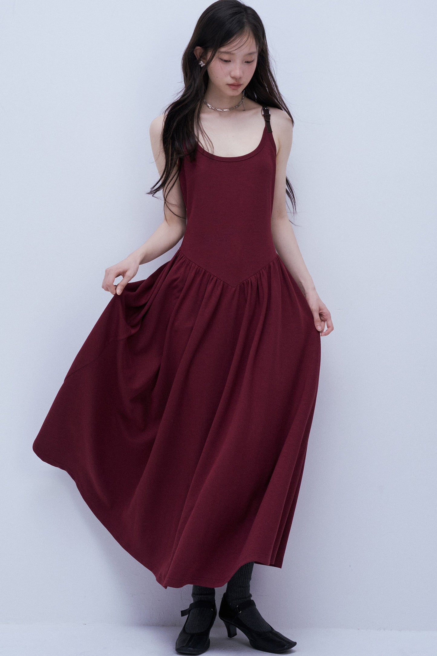 Leather Buckle Tank Dress