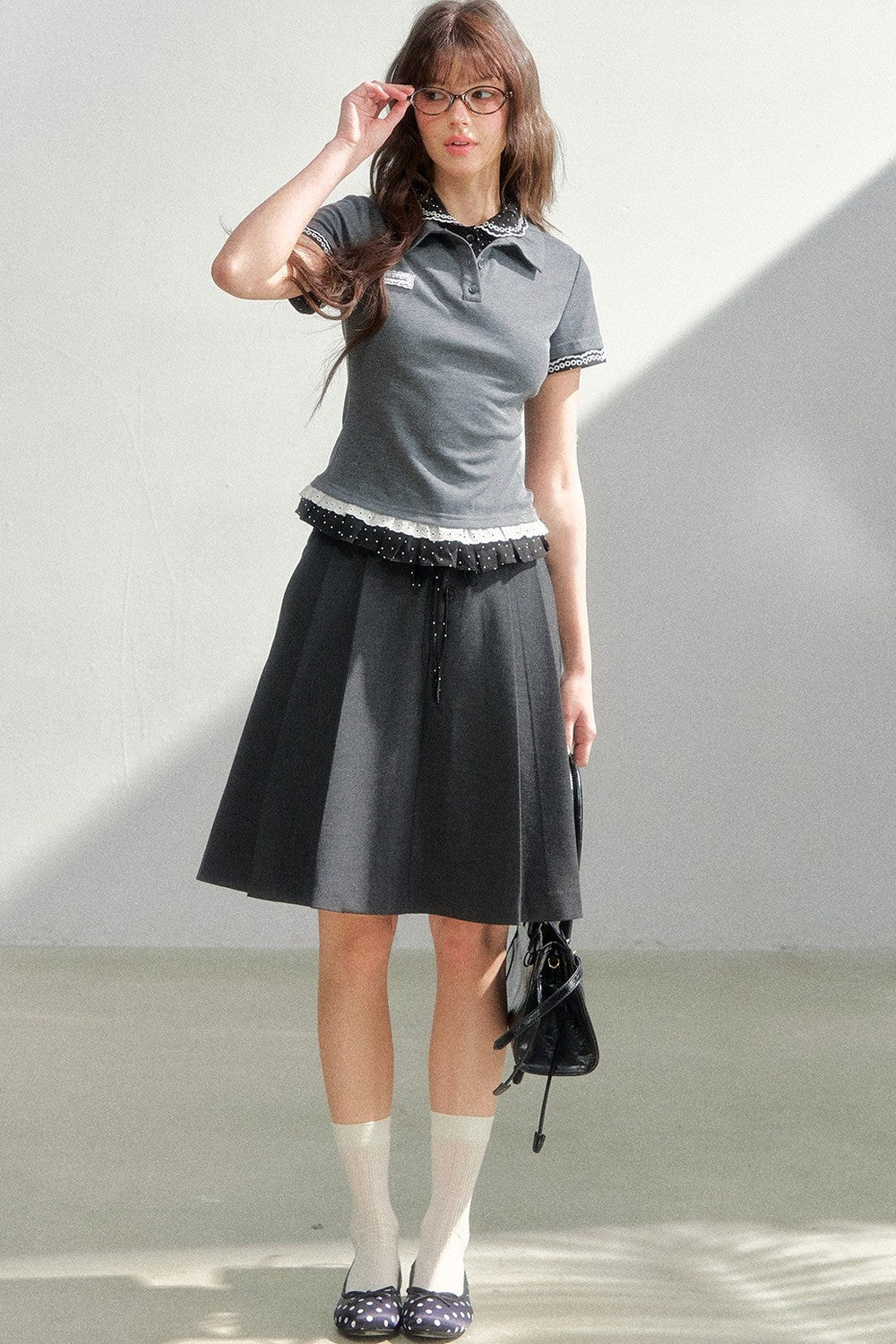 Retro Knit Polka Dot Polo