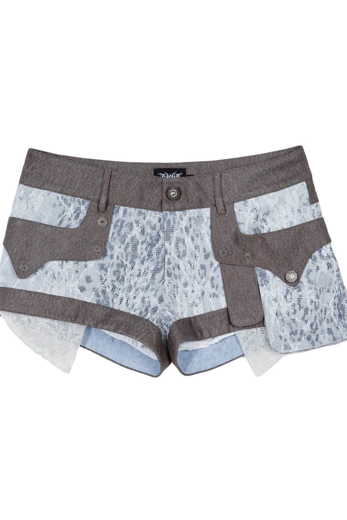 Punk Distressed Low-Waist Shorts Set-Up