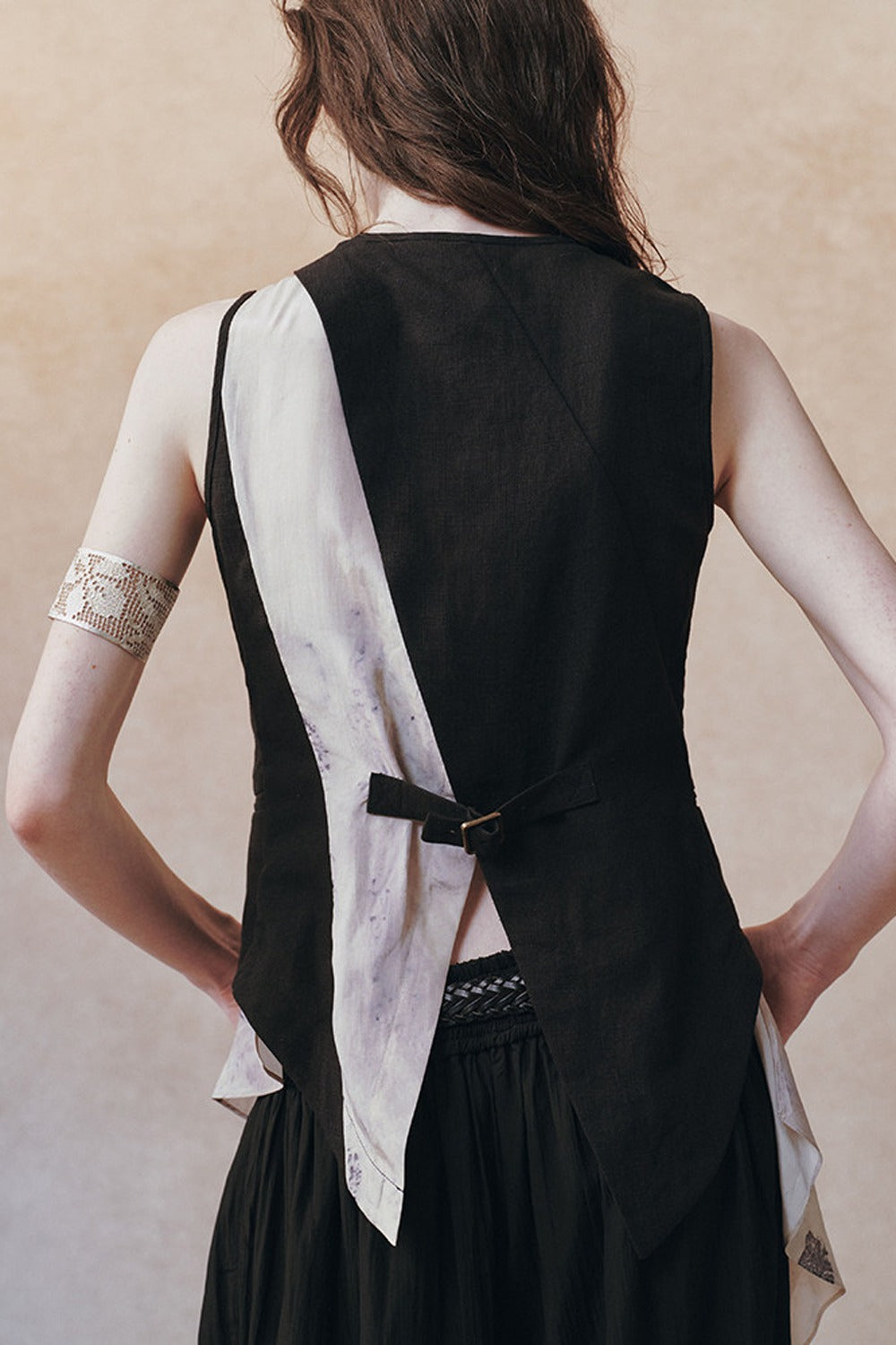 Asymmetric Tie-Up Tencel Ramie Vest