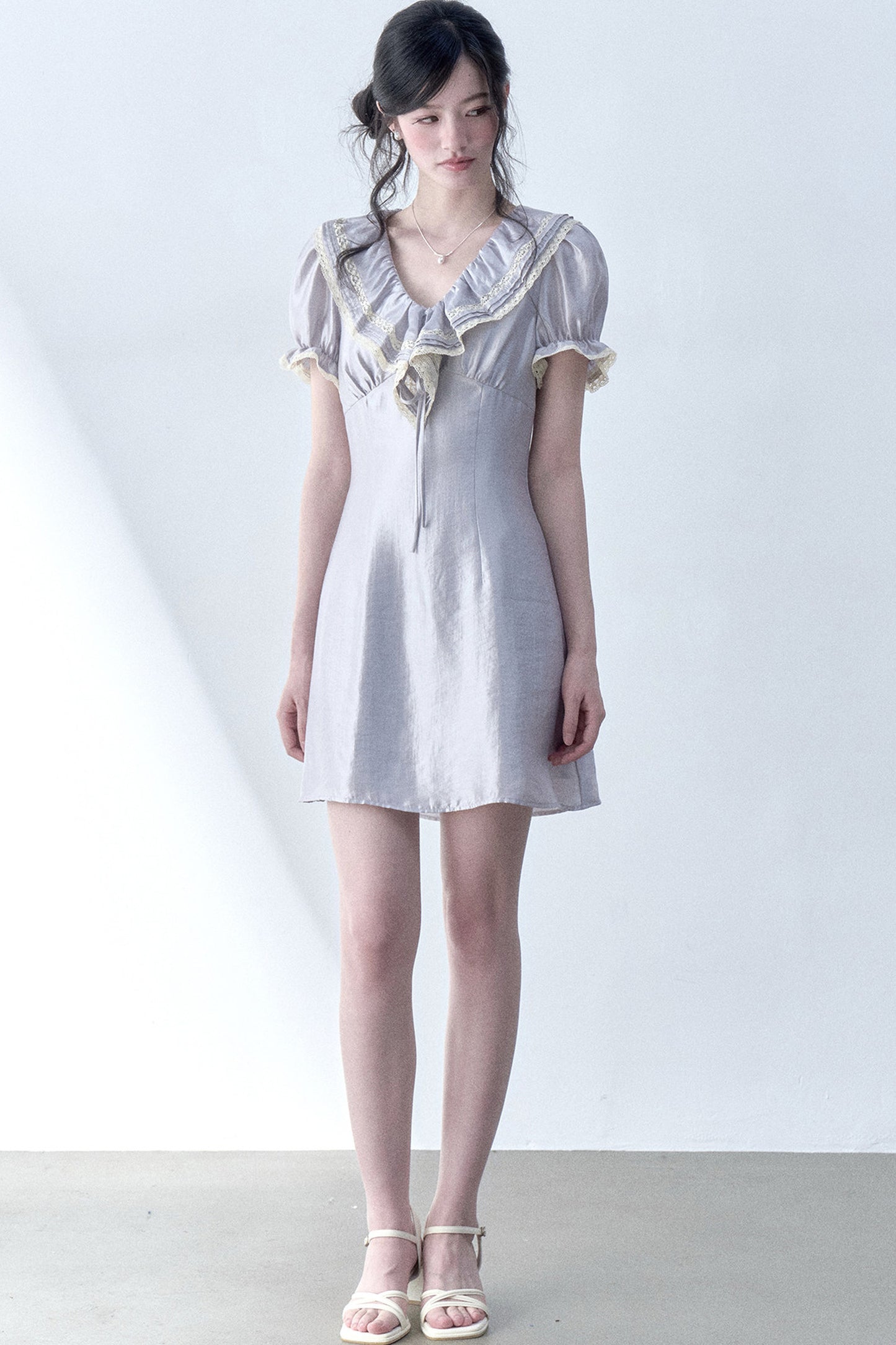 Moonlit Ruffled Puff Sleeve Dress