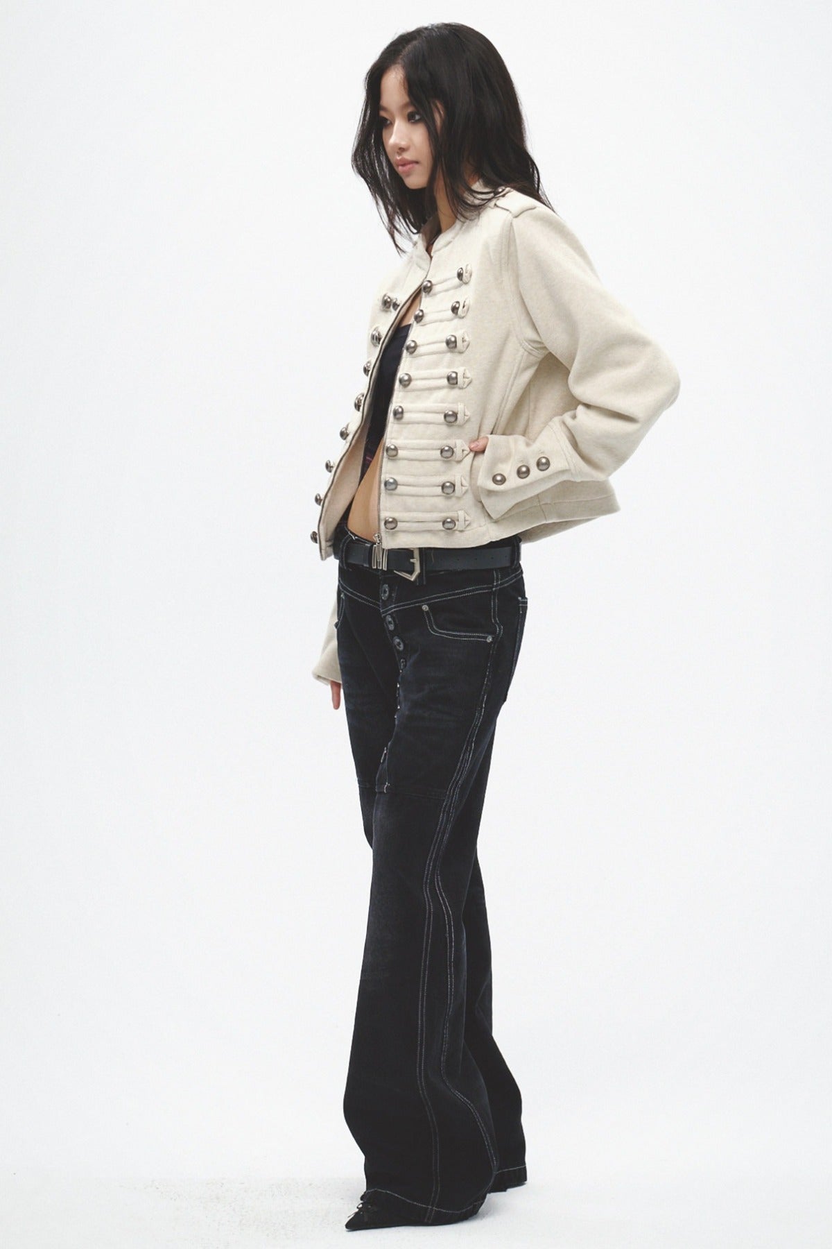 Metal Decorated Shoulder Pad Jacket Set-Up