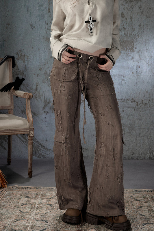 Light Ripped Straight Pants