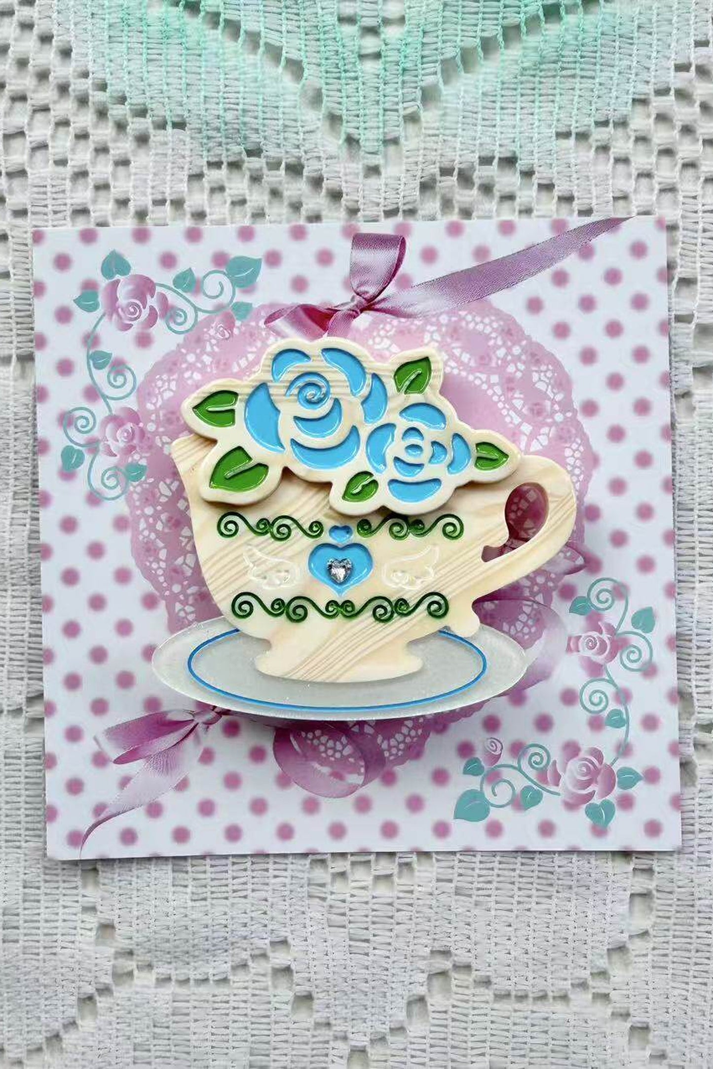 Vintage Rose Coffee Cup Hairpin