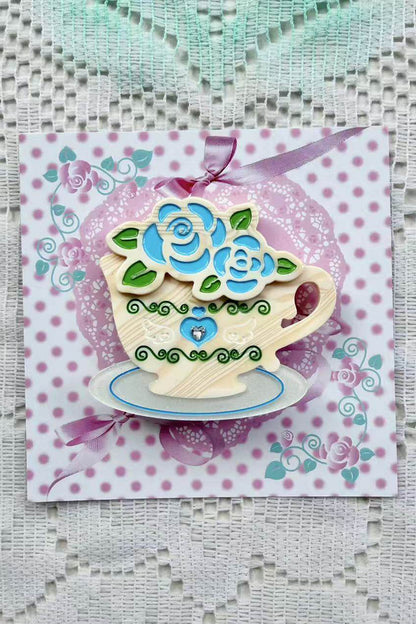 Vintage Rose Coffee Cup Hairpin