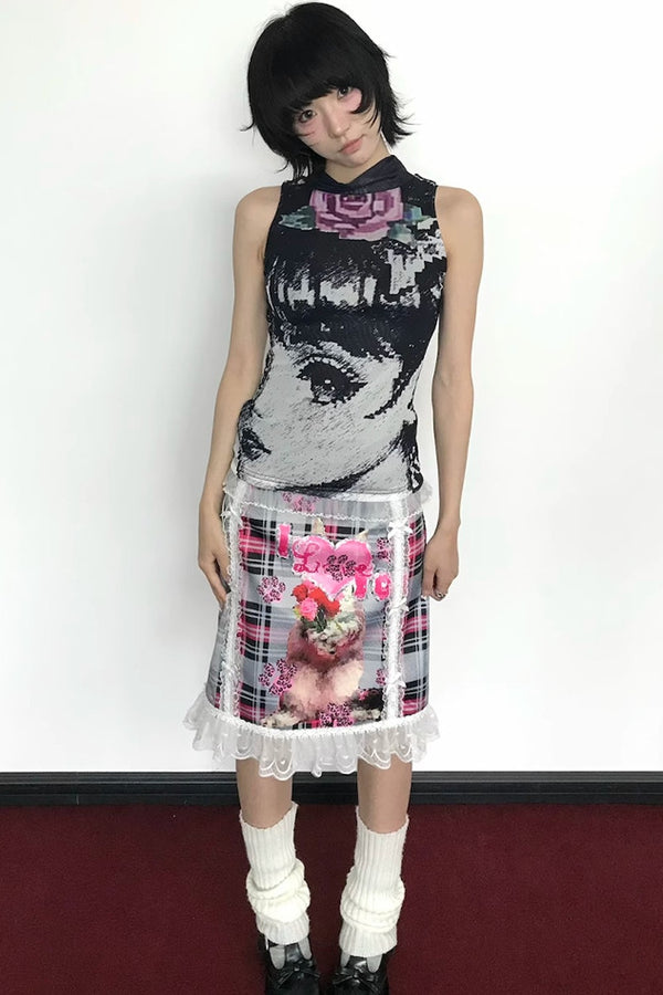 Black and White Mid-Collar Summer Vest