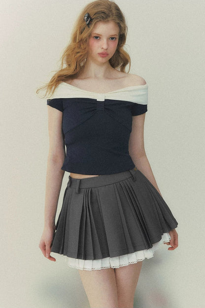 Retro Fake Two-Piece Knit Top