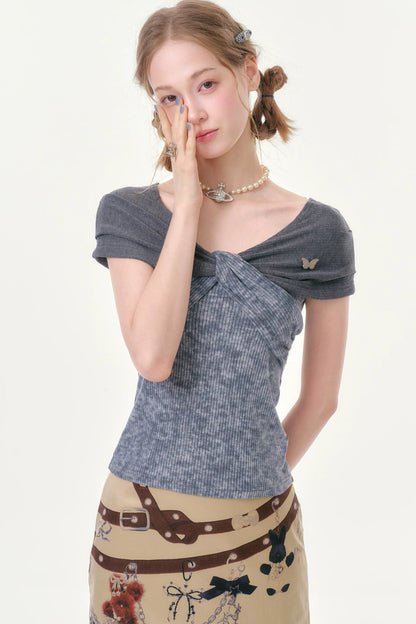 Retro Floral Knot Dark Gray T-Shirt