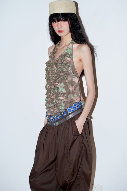 Layered Ruffle Halter Top