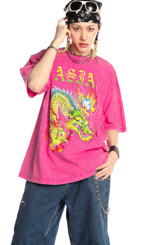 Dragon Print Loose Blouse