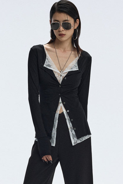 Lace Ruffle Two-Piece Cardigan