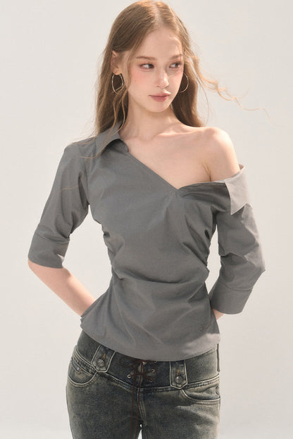 Asymmetrical Off-Shoulder Blouse