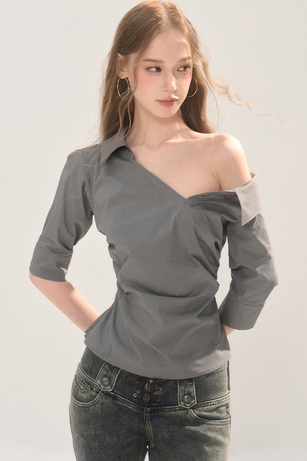 Asymmetrical Off-Shoulder Blouse