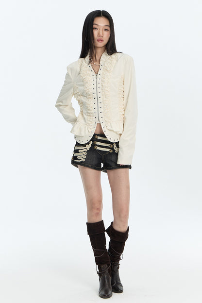 Lace Pleated Short Jacket