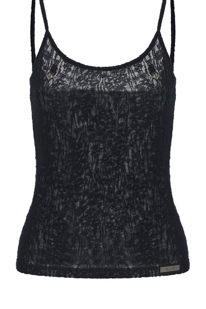 Vintage Sheer Lace Jacquard Tank Top