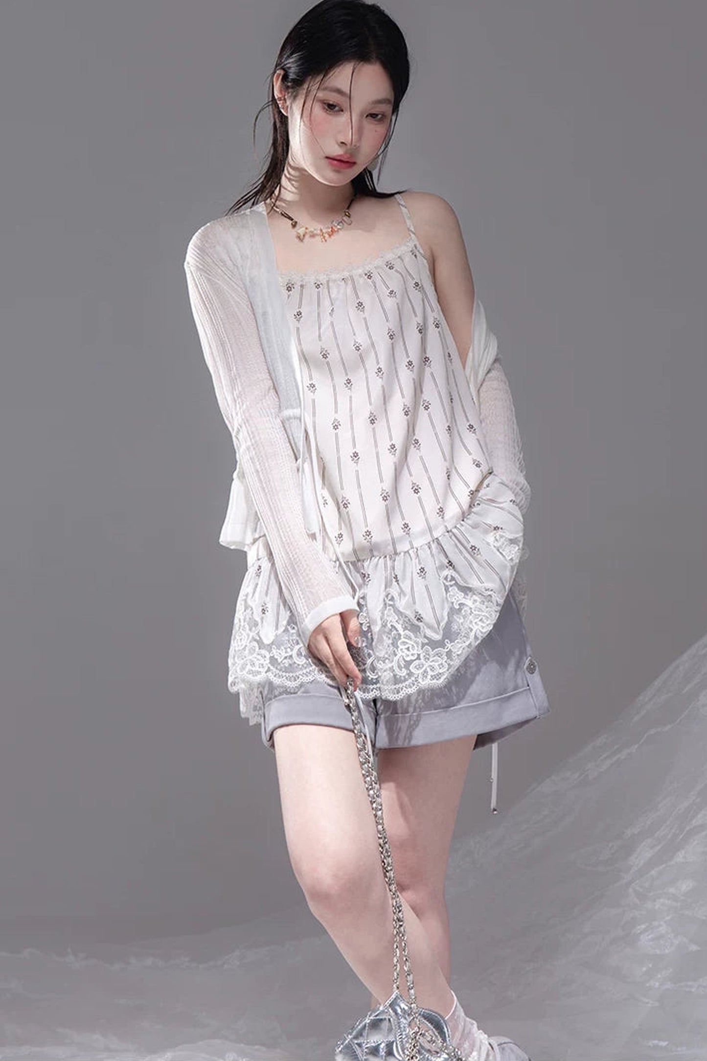Vanilla Apricot Embroidered Camisole Set-Up