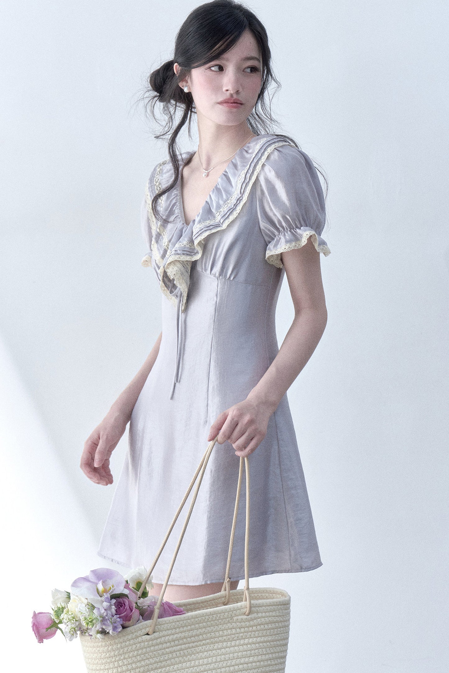 Moonlit Ruffled Puff Sleeve Dress