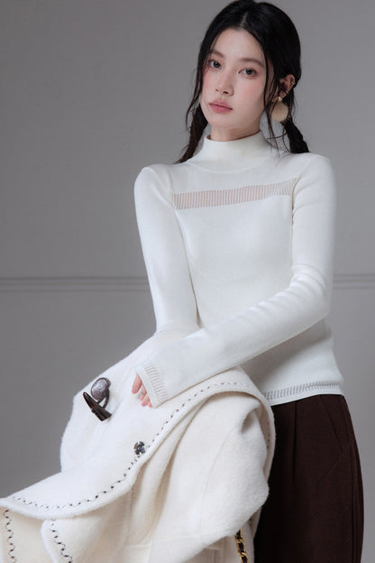 White Mercerized Wool Sweater