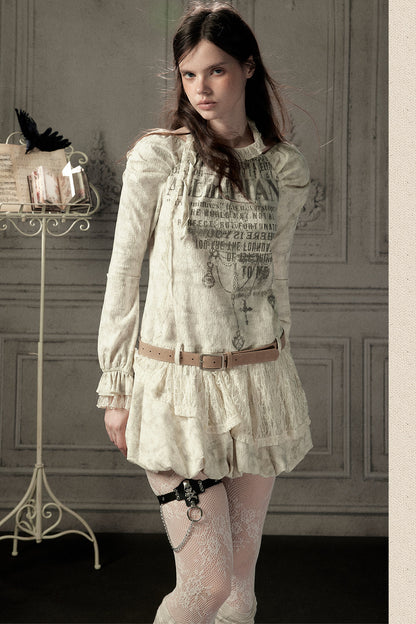 Beige Long Sleeve Halter Dress
