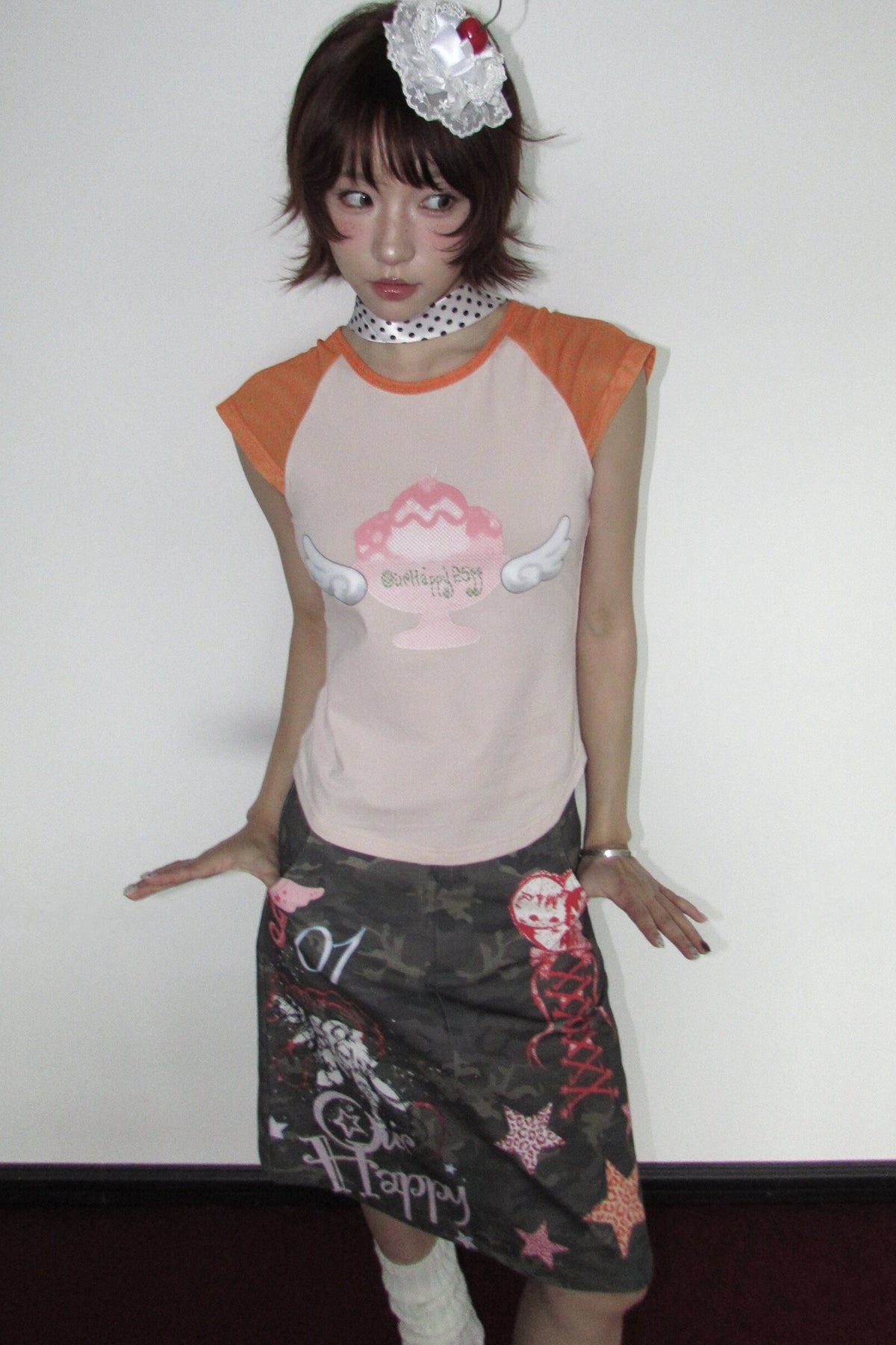 Graffiti Camouflage Midi Skirt