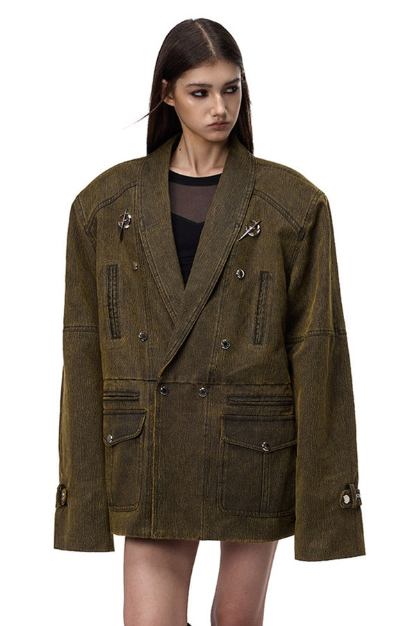 Y2K Oversized Double-Breasted Blazer