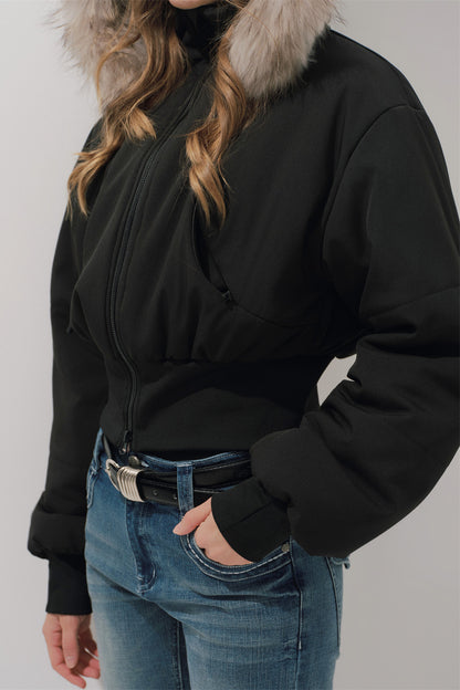 Black Winter Cotton Coat
