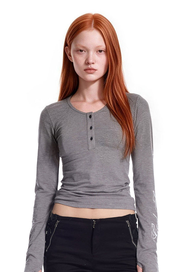 Henley Three Button Knit Top