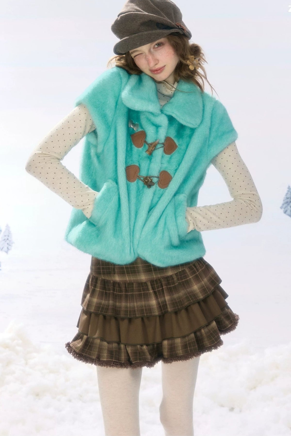 Lamb Wool Toggle Vest Jacket