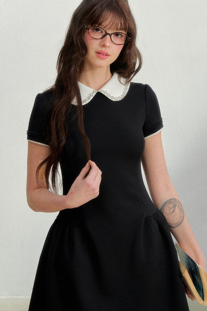 Retro Rhinestone Air Layer Dress