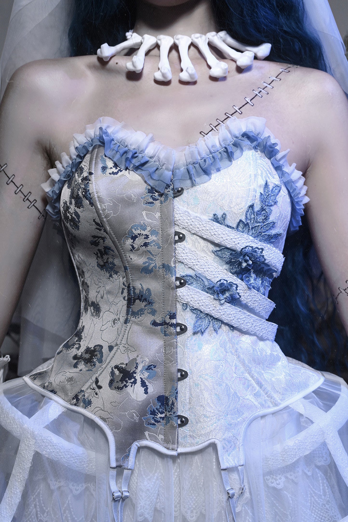 Gothic Ribbed Corset Suspender Set-Up