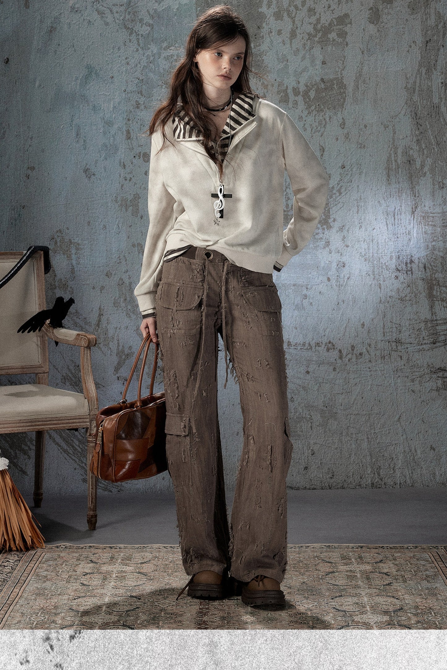 Felpa con cappuccio leggera tie-dye con mezza zip