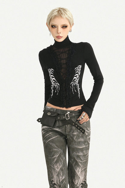 Punk Washed Dragon Print Jeans