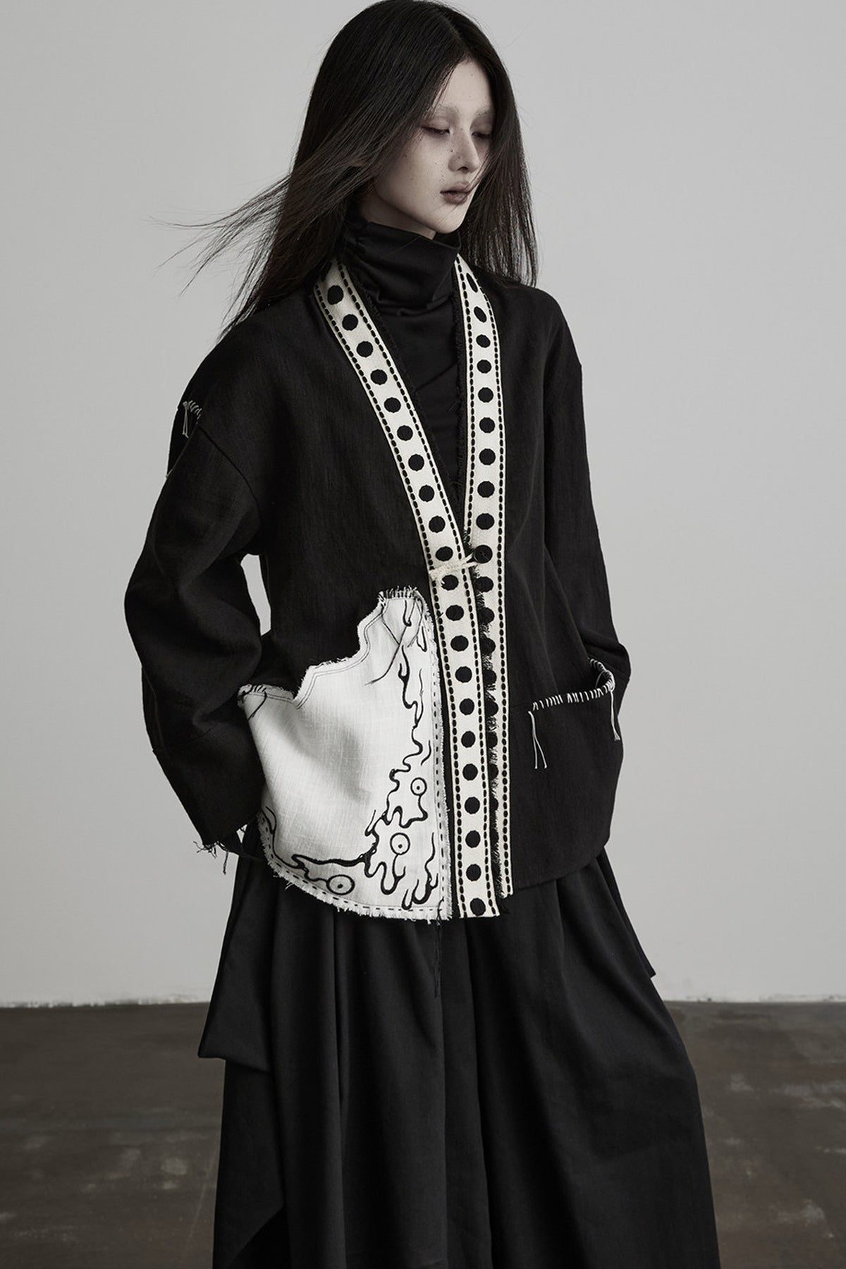 Loose Chinese Embroidered Cotton Linen Jacket