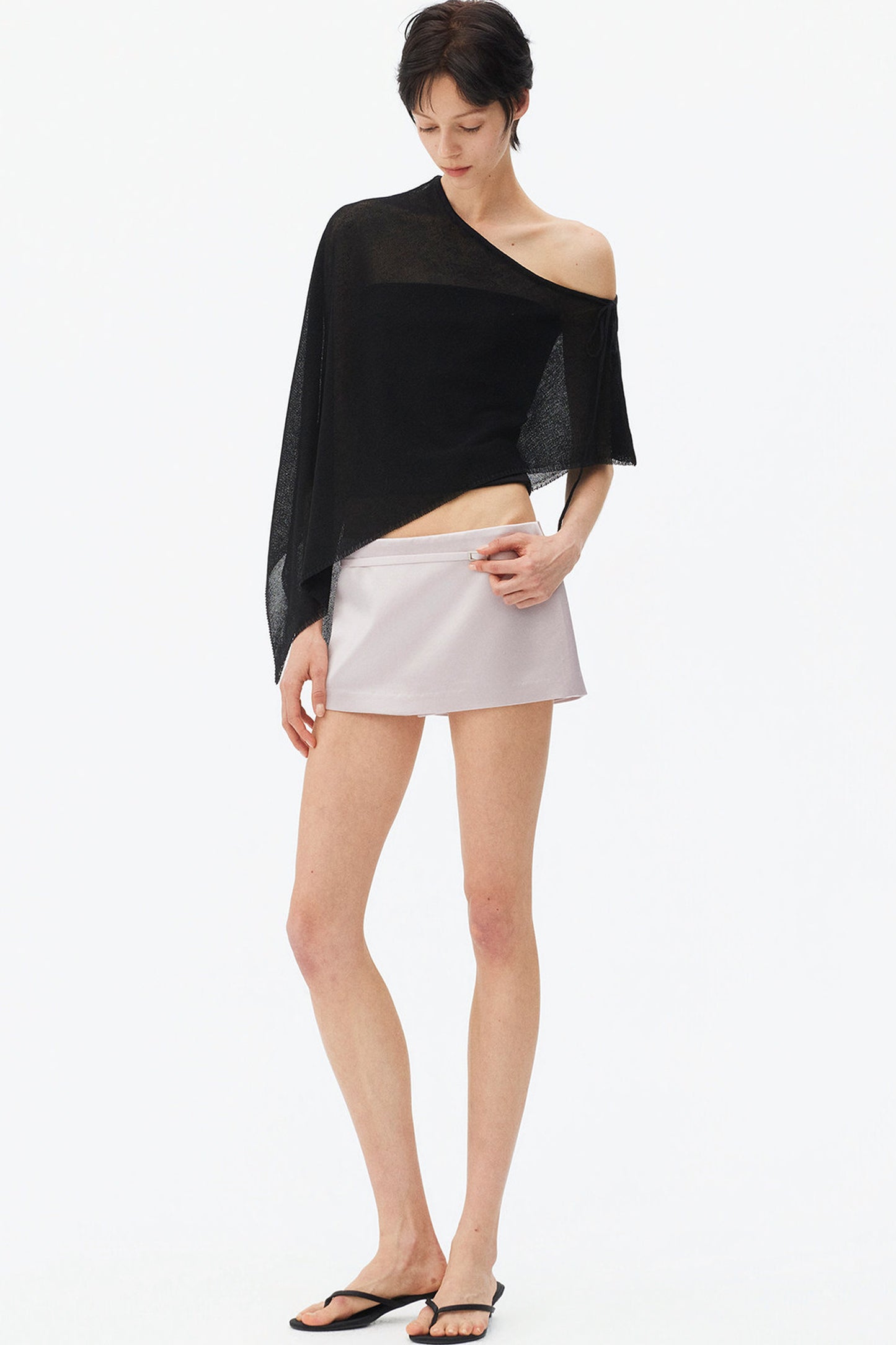 Satin Metallic Lace-Up Skirt