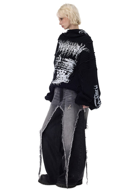 Y2K Patchwork Hooded Knit Hoodie