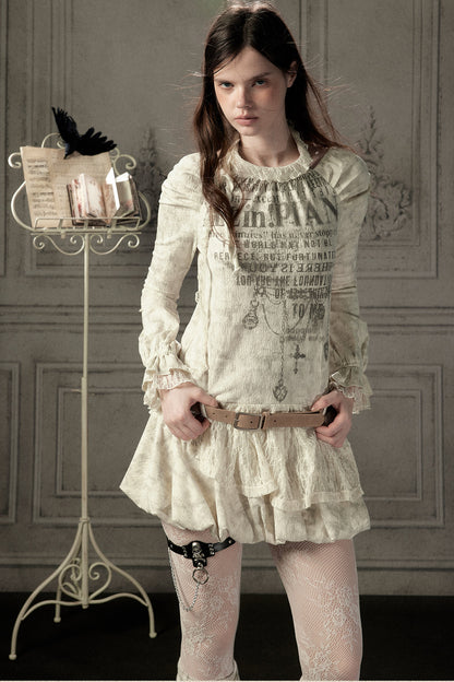 Beige Long Sleeve Halter Dress