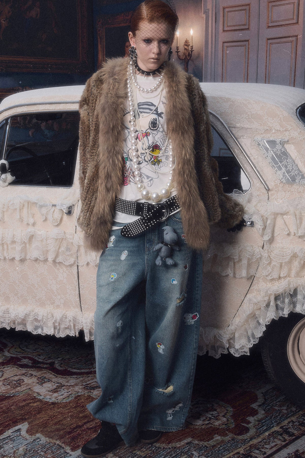 Natural Rabbit Fur Woven Coat